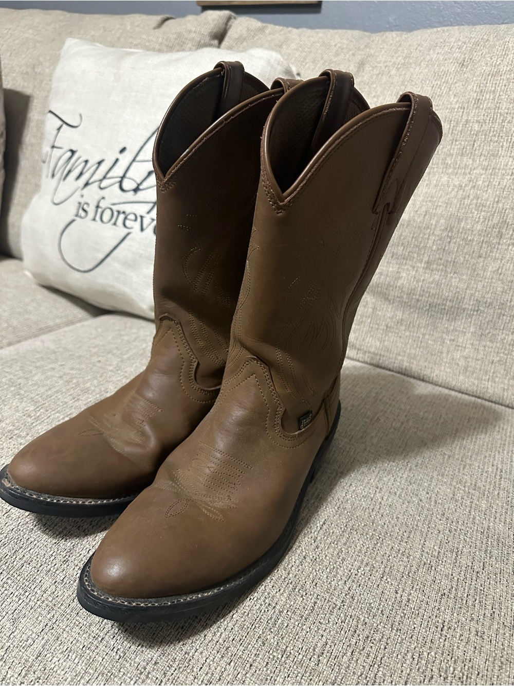 Justin Boots Men's Brown Pull-On Western Cowboy Boots